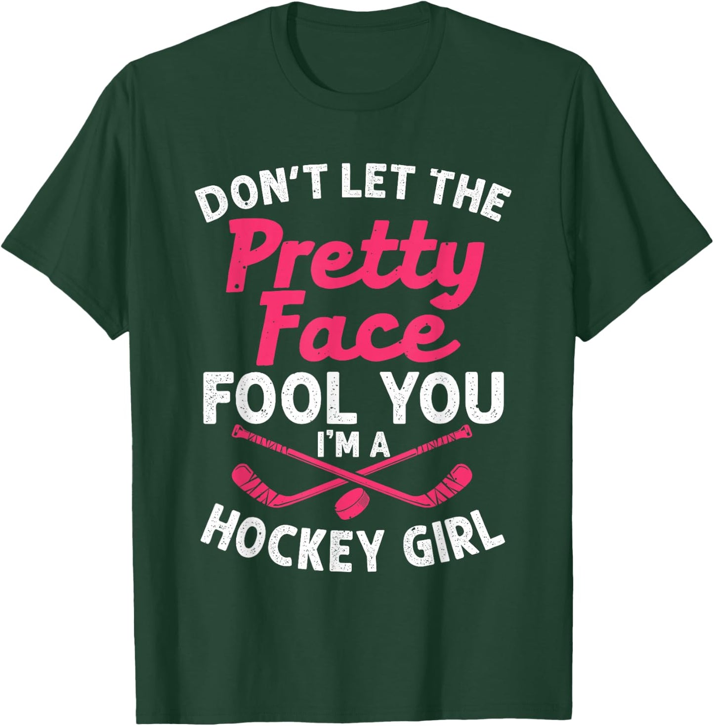 Funny Girl Hockey Gift Kids Ice Hockey Players T-Shirt - T-Shirt | Forest