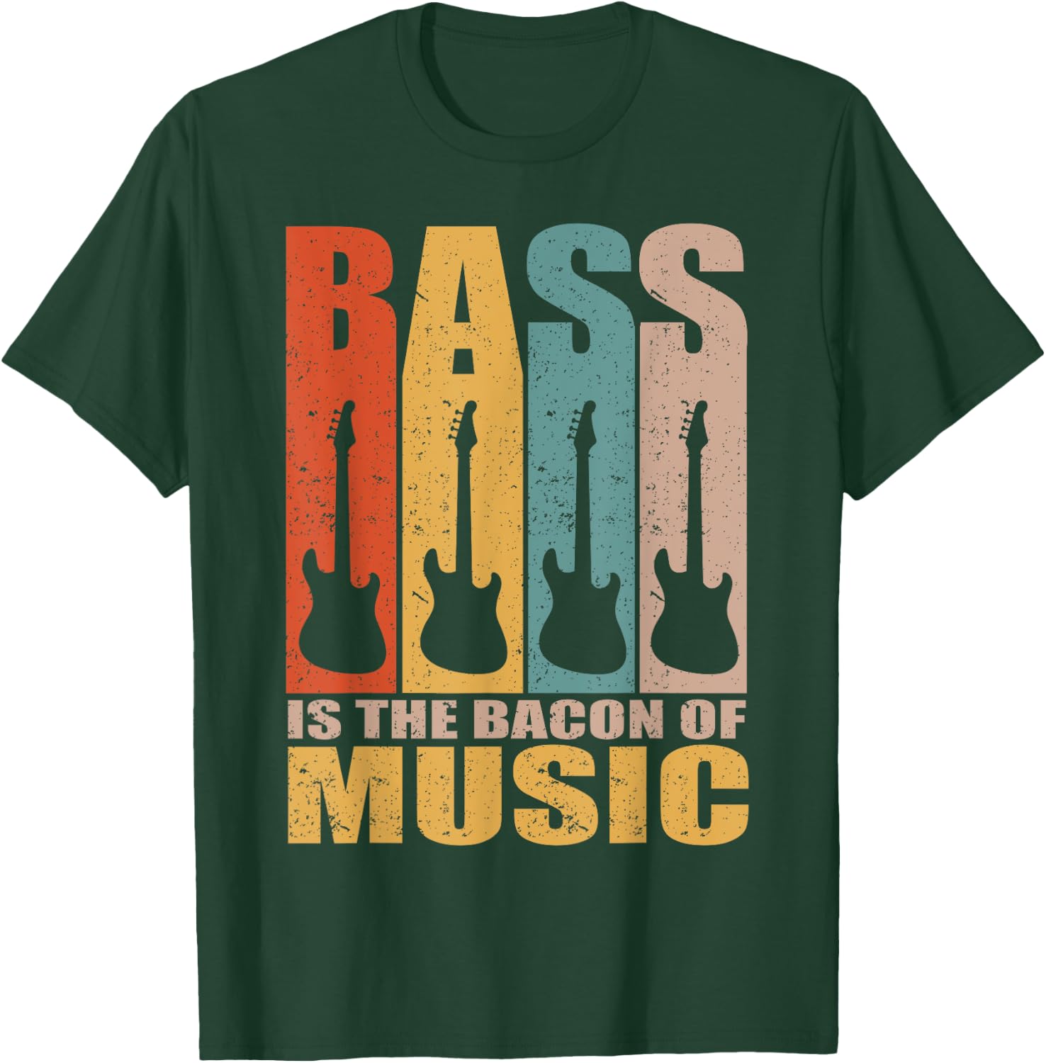 Retro Bass Is The Bacon Of Music Vintage Bass Guitar T-Shirt - T-Shirt | Forest