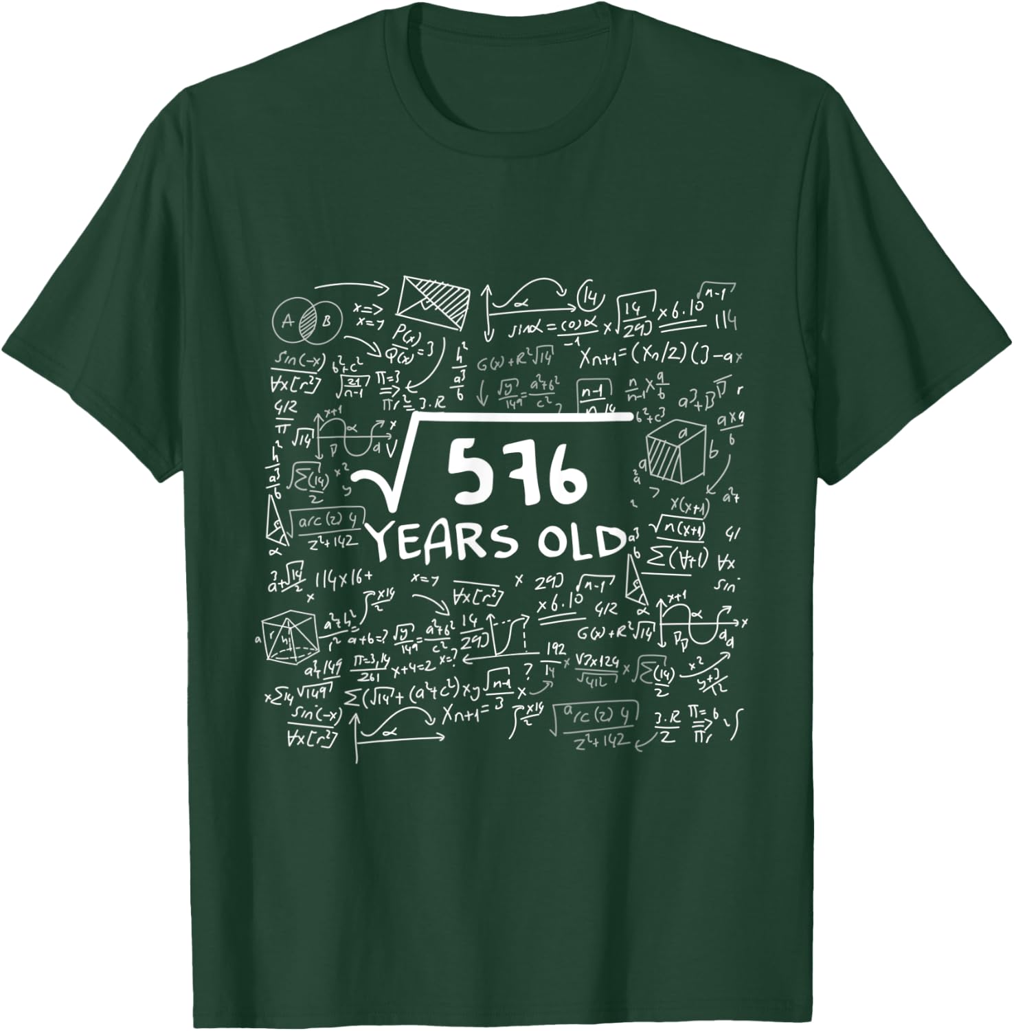 Square Root Of 576 Years Old funny Birthday Math T-Shirt - T-Shirt | Forest