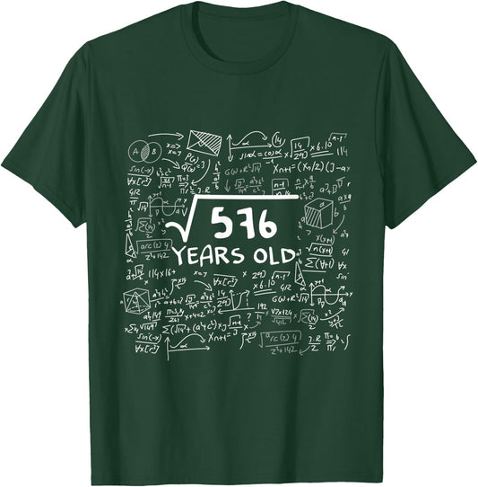 Square Root Of 576 Years Old funny Birthday Math T-Shirt - T-Shirt | Forest