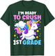 First Day of School I'm Ready To Crush 1st Grade Unicorn T-Shirt - T-Shirt | Forest