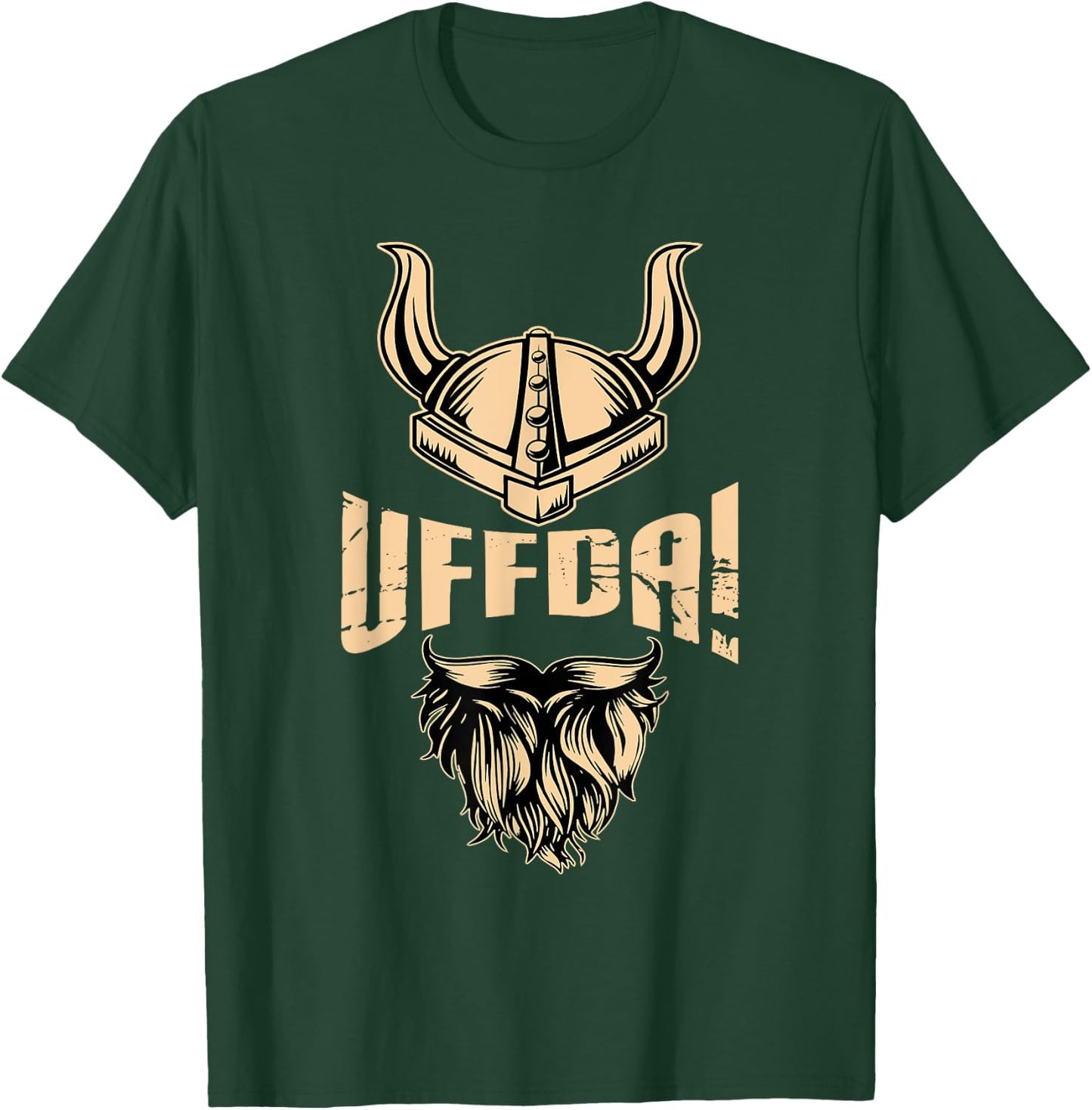 Norse Viking sayings Norsemen warrior Uff Da American Norwegian Quote Roots Viking Helmet Beard T-Shirt - T-Shirt | Forest