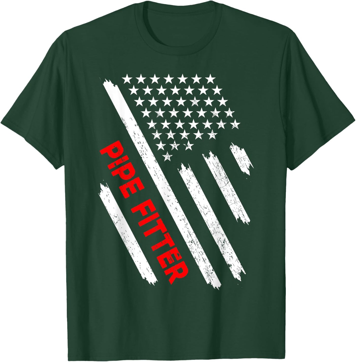 Pipe Fitter American Flag USA Pipefitter Welders Gift Kids Men T-Shirt - T-Shirt | Forest