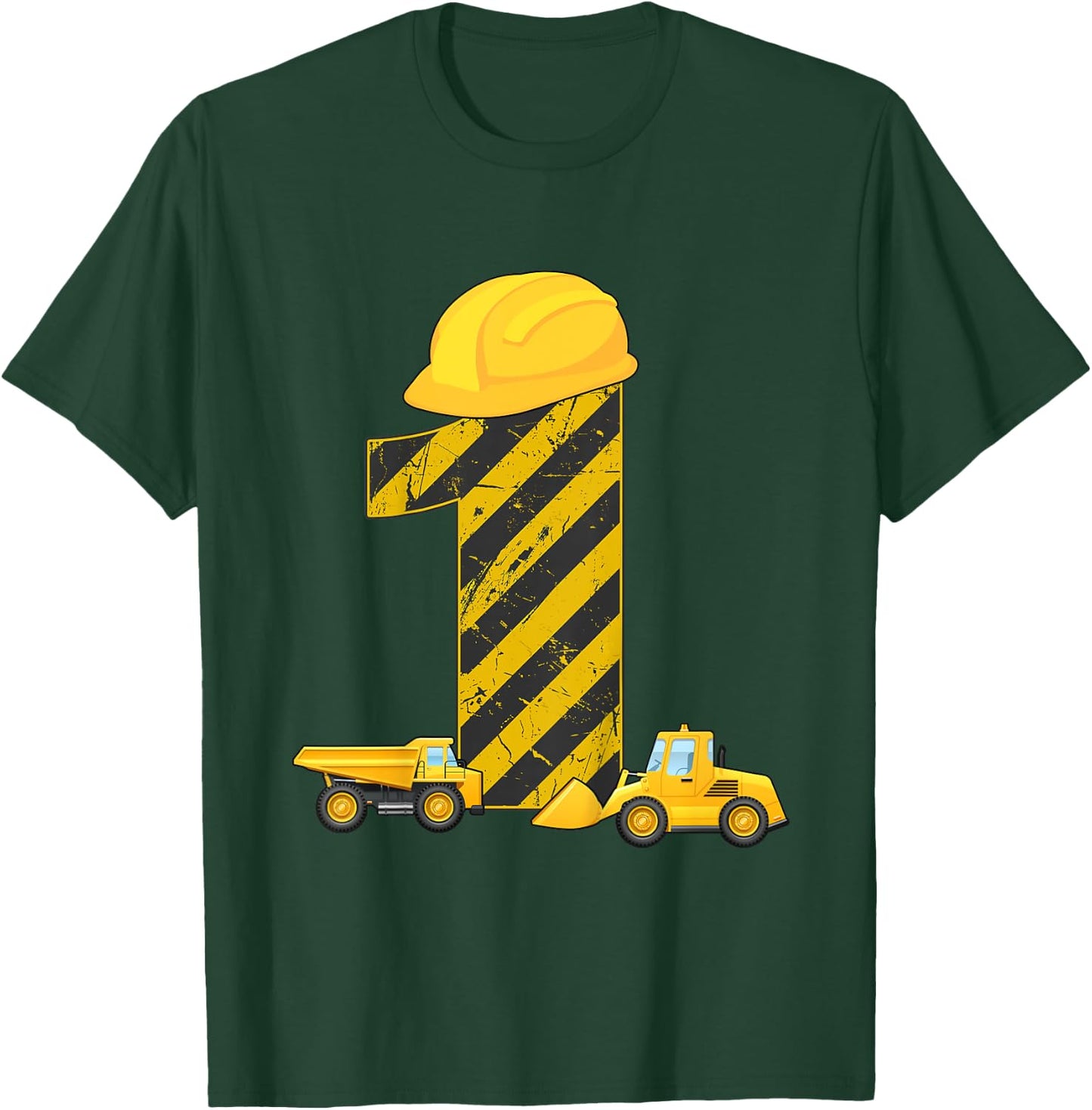 1st Birthday Digger 1 Year Builder Excavator Gift T-Shirt - T-Shirt | Forest