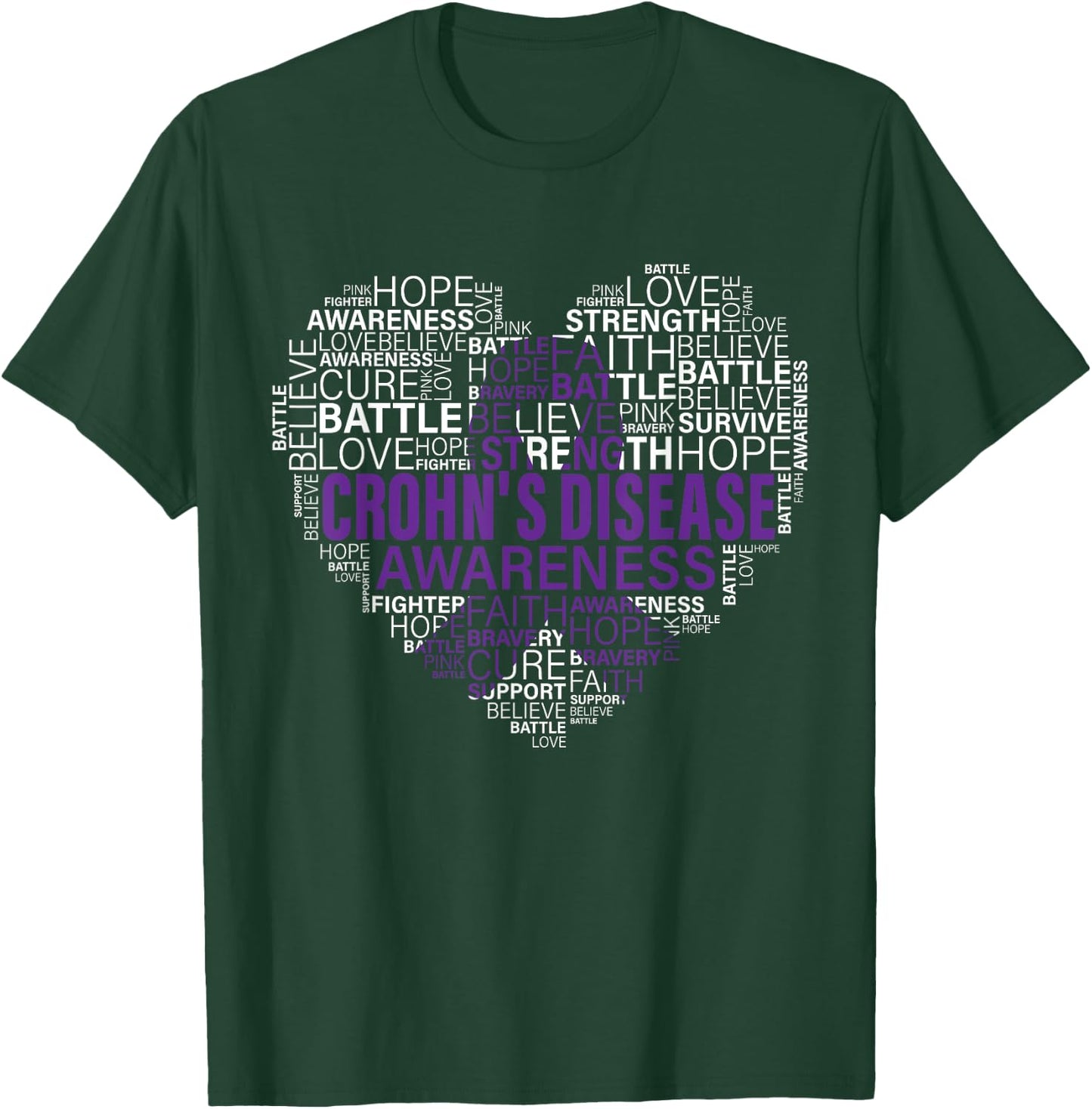 Crohn's disease Awareness Fight Hope Support Strong Warrior T-Shirt - T-Shirt | Forest