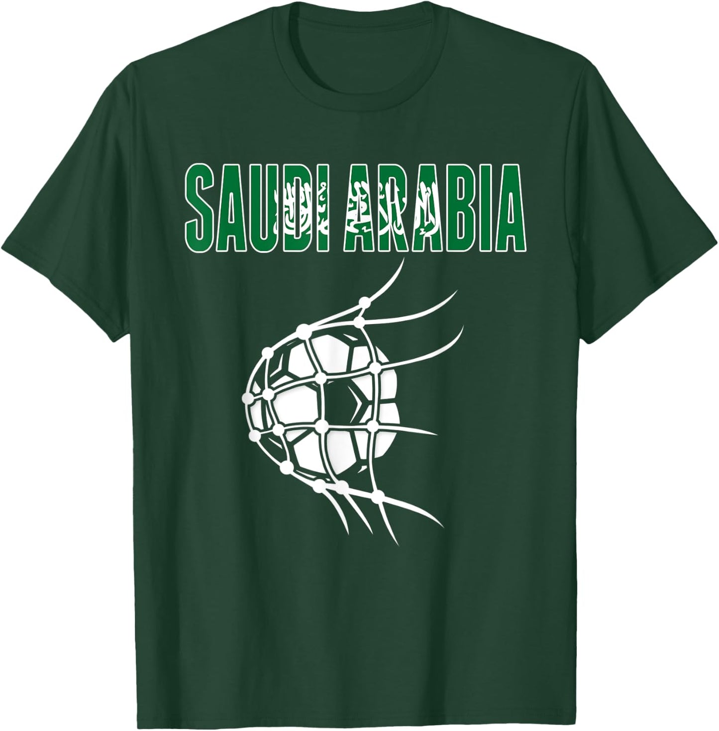 Saudi Arabia Soccer Fans Jersey - Saudi Flag Football In Net T-Shirt - T-Shirt | Forest