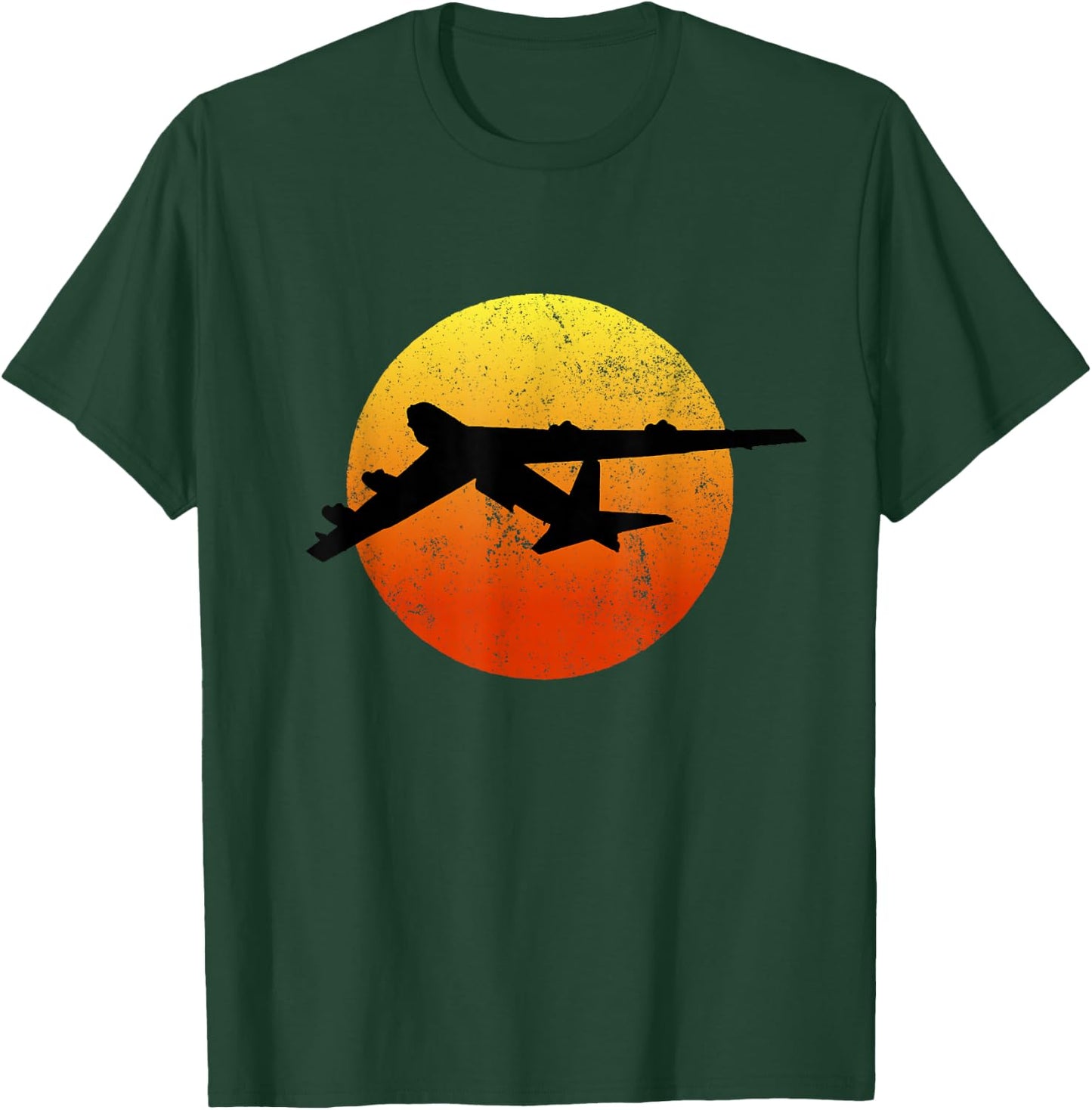 THE SALTY VETERAN B-52 Stratofortress Silhouette Bomber Plane - Men's Black Small Classic Fit Retro Style Cotton Polyester T-Shirt - T-Shirt | Forest