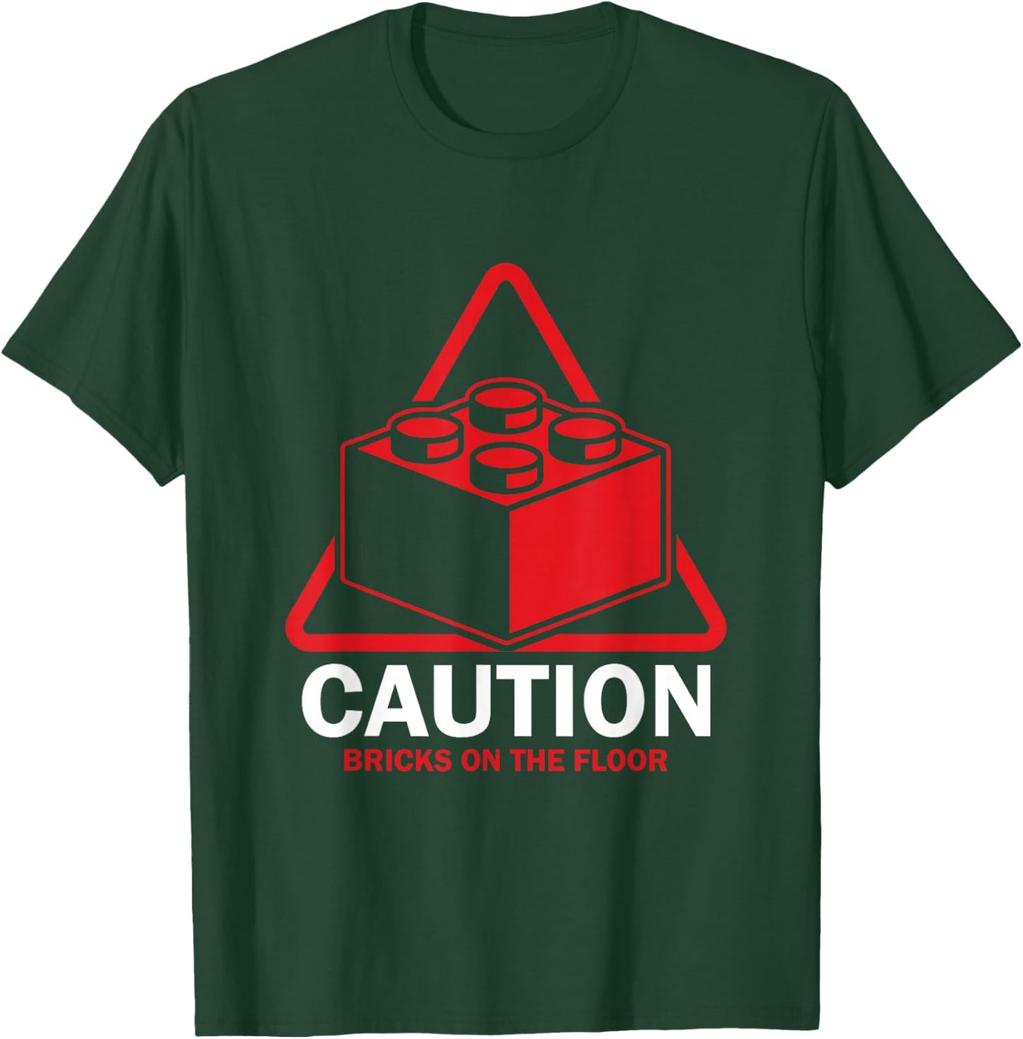 Funny Caution Bricks on Floor Builder Large Building Blocks T-Shirt - T-Shirt | Forest