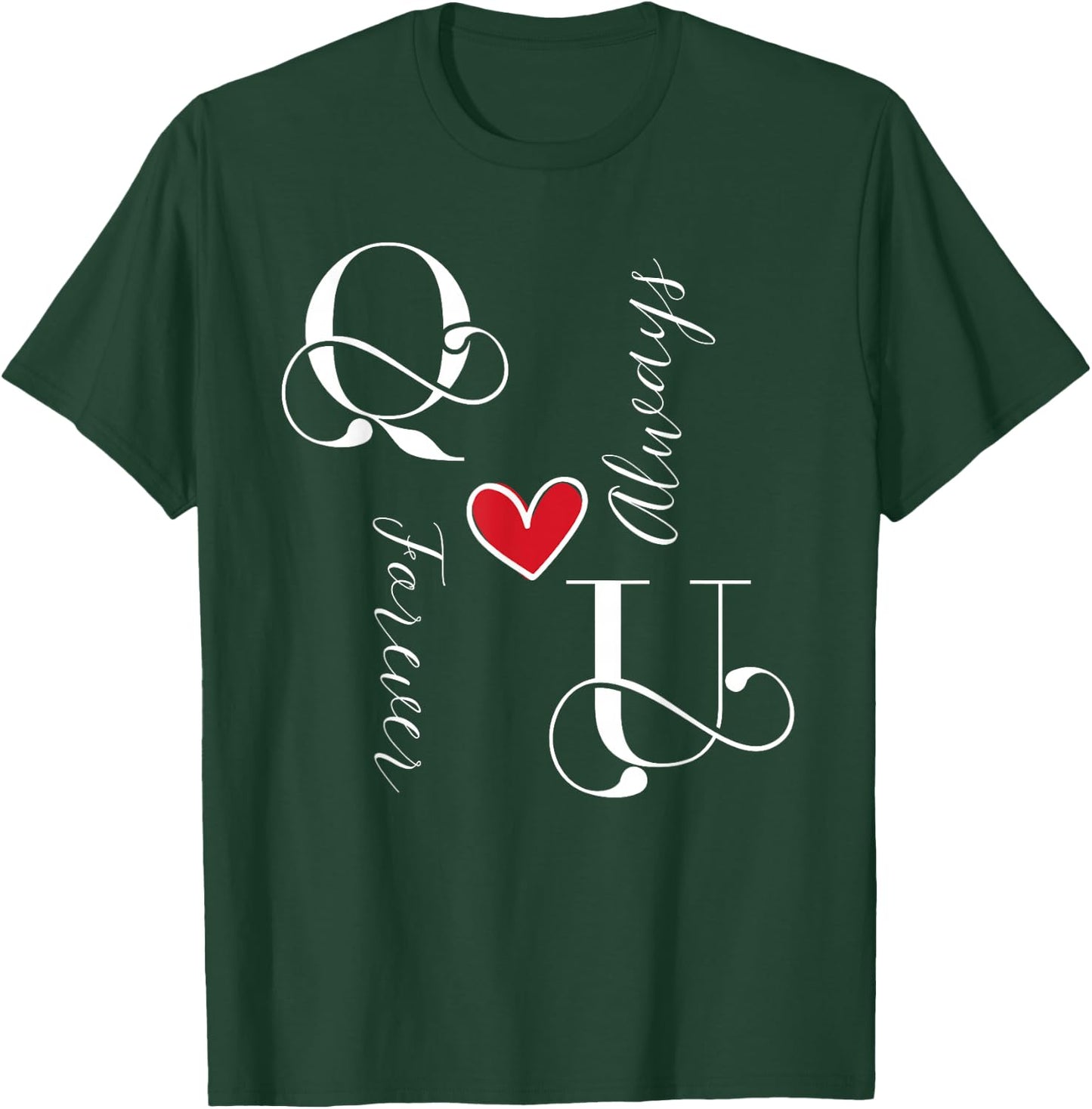 U & Q Couples Initials, Wedding, Anniversary, Mr & Mrs T-Shirt - T-Shirt | Forest
