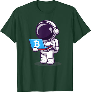 Astronaut buying ticket to the moon with BTC Bitcoin T-Shirt - T-Shirt | Forest