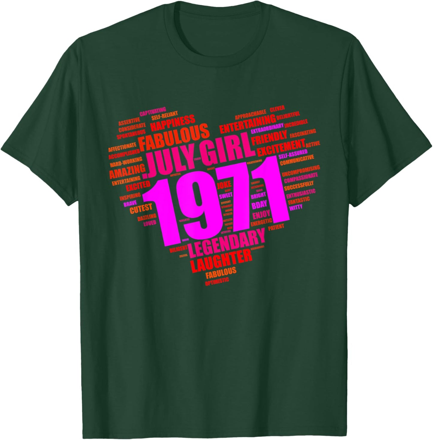 July 1971 Girl Limited Edition Love Big Heart 50th Birthday T-Shirt - T-Shirt | Forest