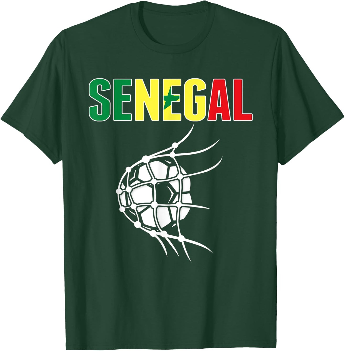 Senegal Soccer Fans Jersey - Senegalese Flag Football In Net T-Shirt - T-Shirt | Forest