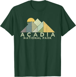 Retro Acadia National Park Distressed Hiking T-Shirt - T-Shirt | Forest