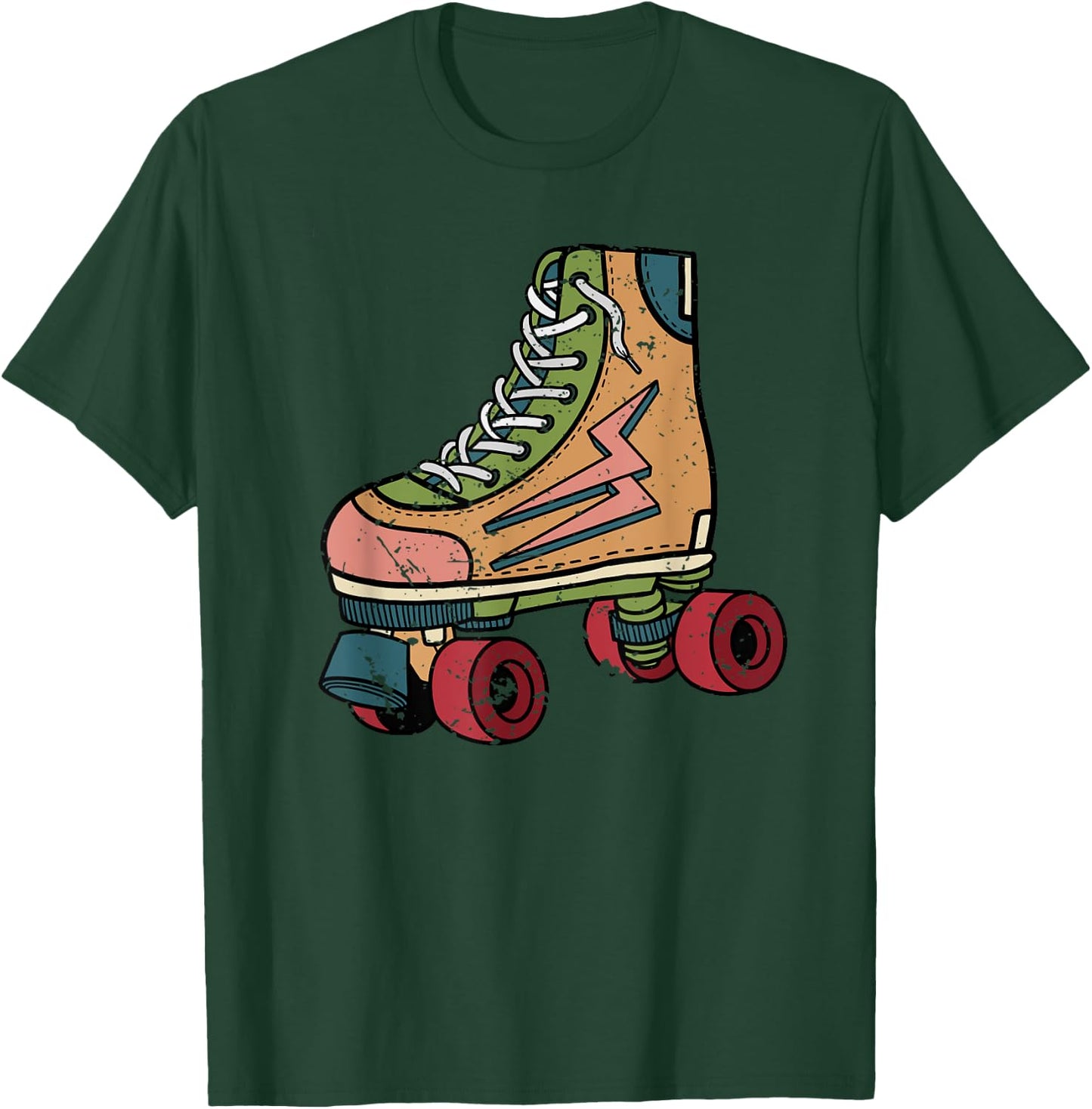 Roller Skating Art Men Women 80s Roller Derby Rollerskate T-Shirt - T-Shirt | Forest