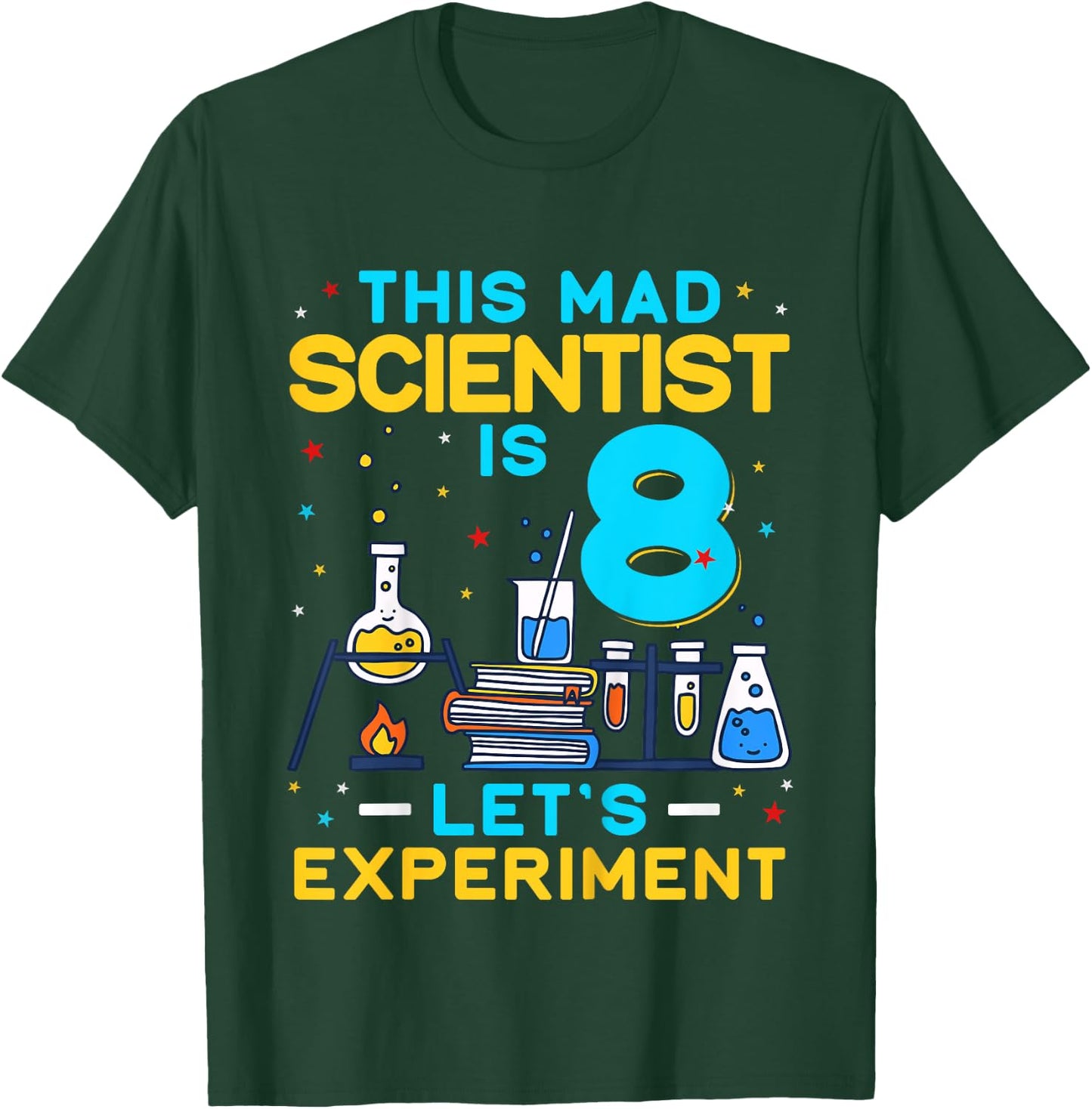Kids This Mad Scientist is 8 Years Old Birthday Let's Experiment T-Shirt - T-Shirt | Forest