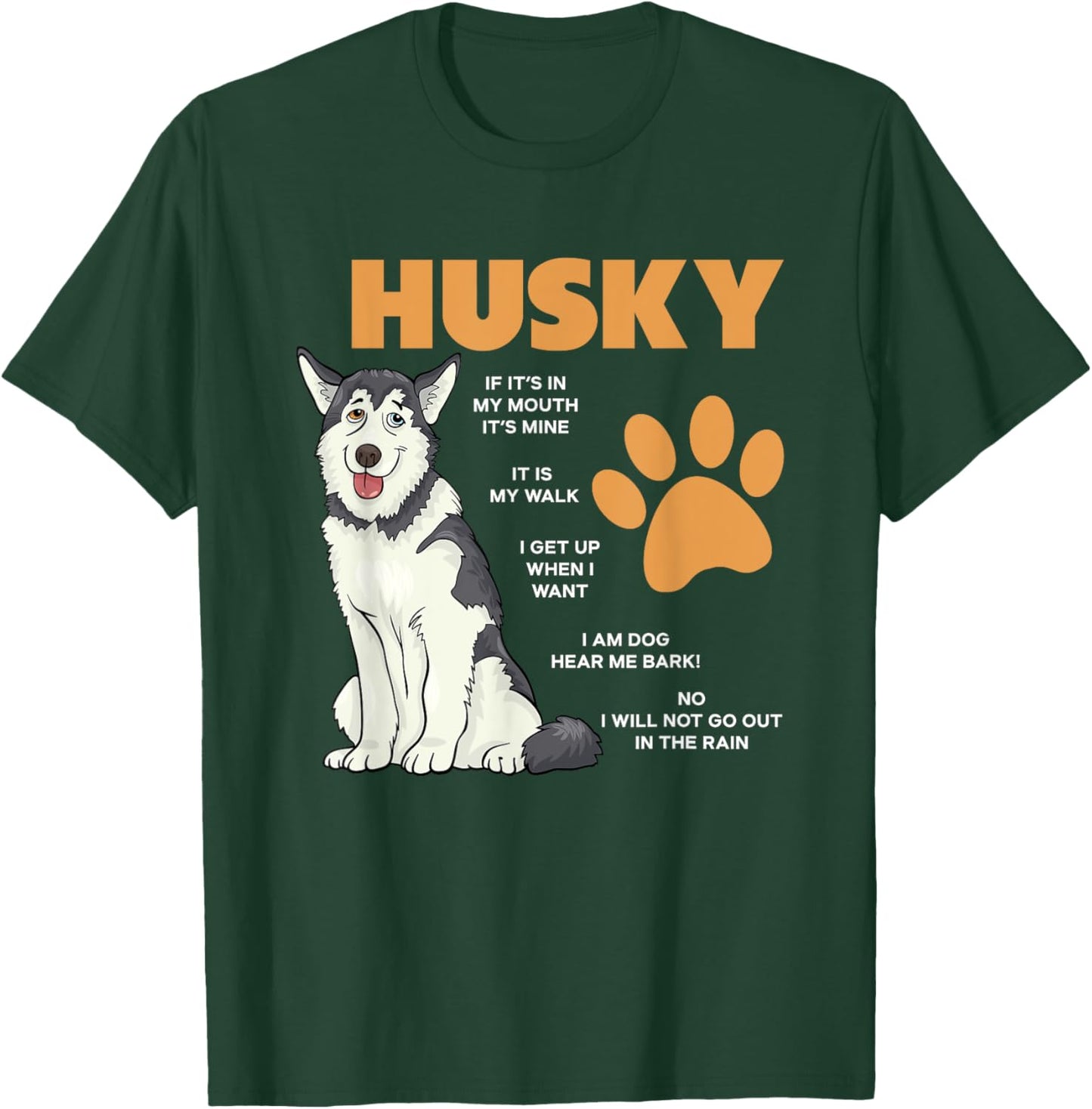 Siberian Husky Owner Rules Dog Lover Huskies Funny Husky Women Girls Kids T-Shirt - T-Shirt | Forest