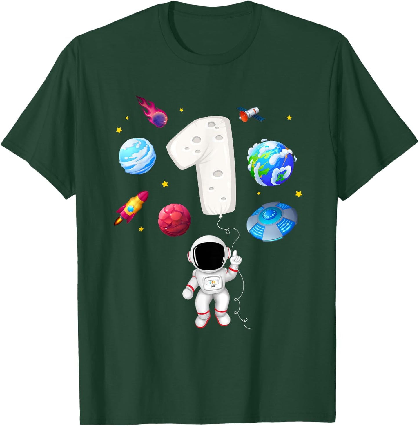 1st Astronaut Birthday Party 1 Year Old Space Costume T-Shirt - T-Shirt | Forest