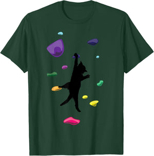 Funny Cat Climber Rock Climbing Gift Women And Kids T-Shirt - T-Shirt | Forest
