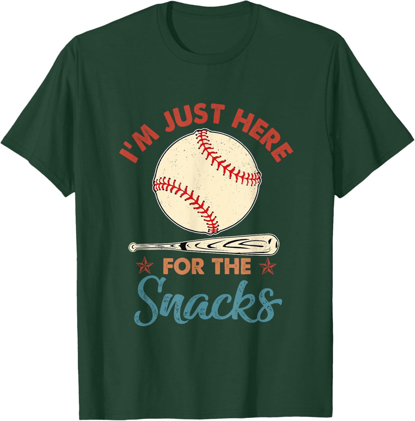 I'm Just Here For The Snacks Fantasy Baseball Vintage T-Shirt - T-Shirt | Forest