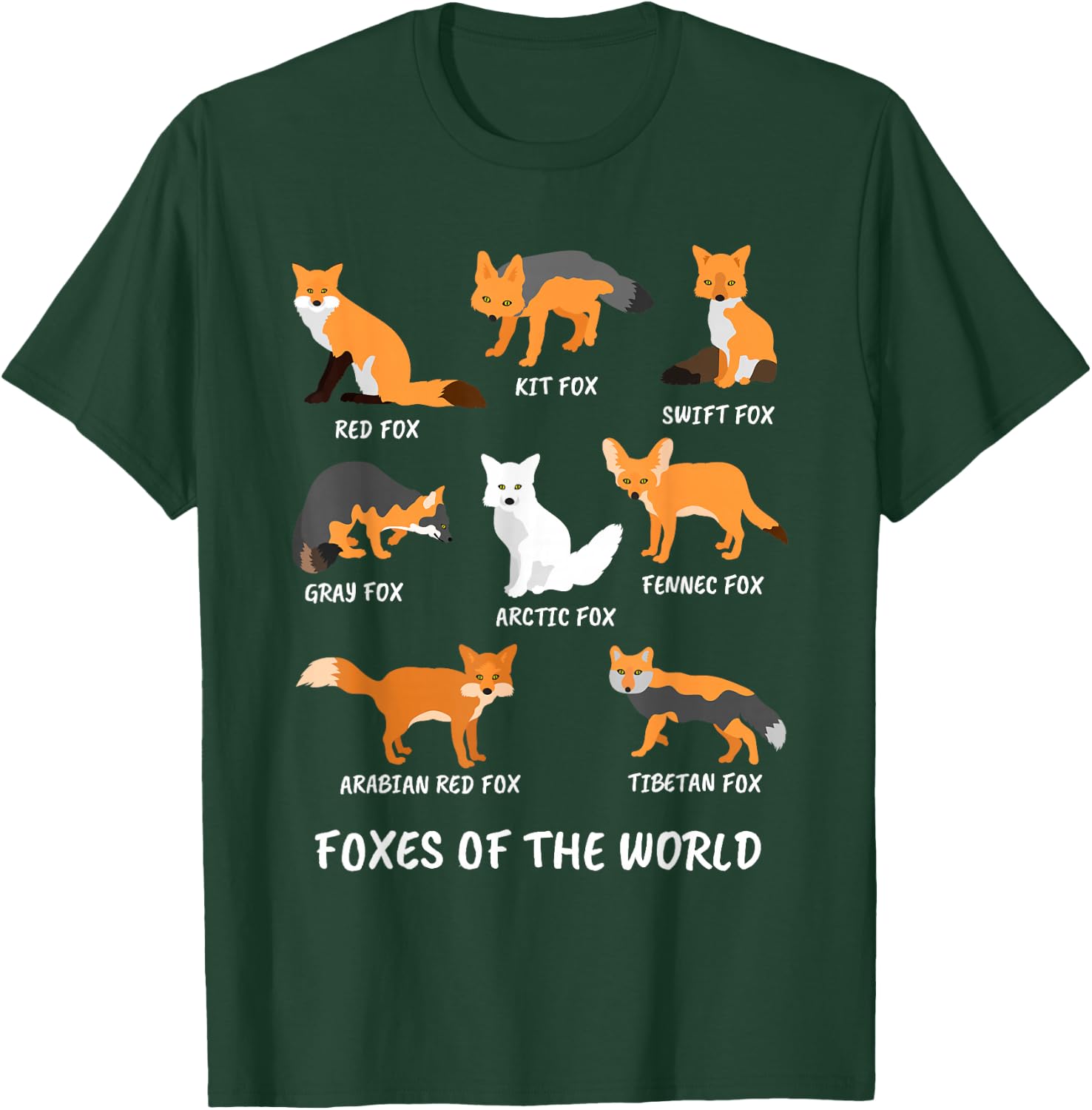 Foxes of the World Fox Lover T-Shirt - T-Shirt | Forest
