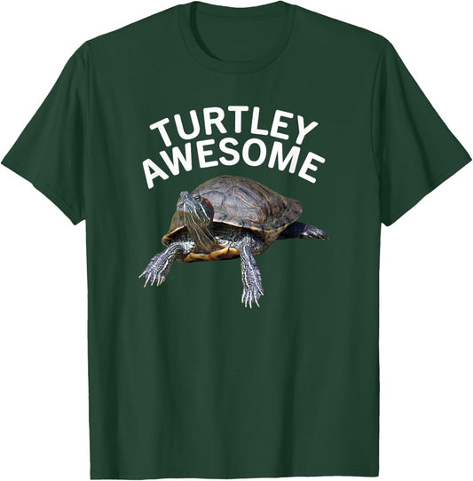 Turtley Awesome Red Ear Slider Turtle T-Shirt - T-Shirt | Forest