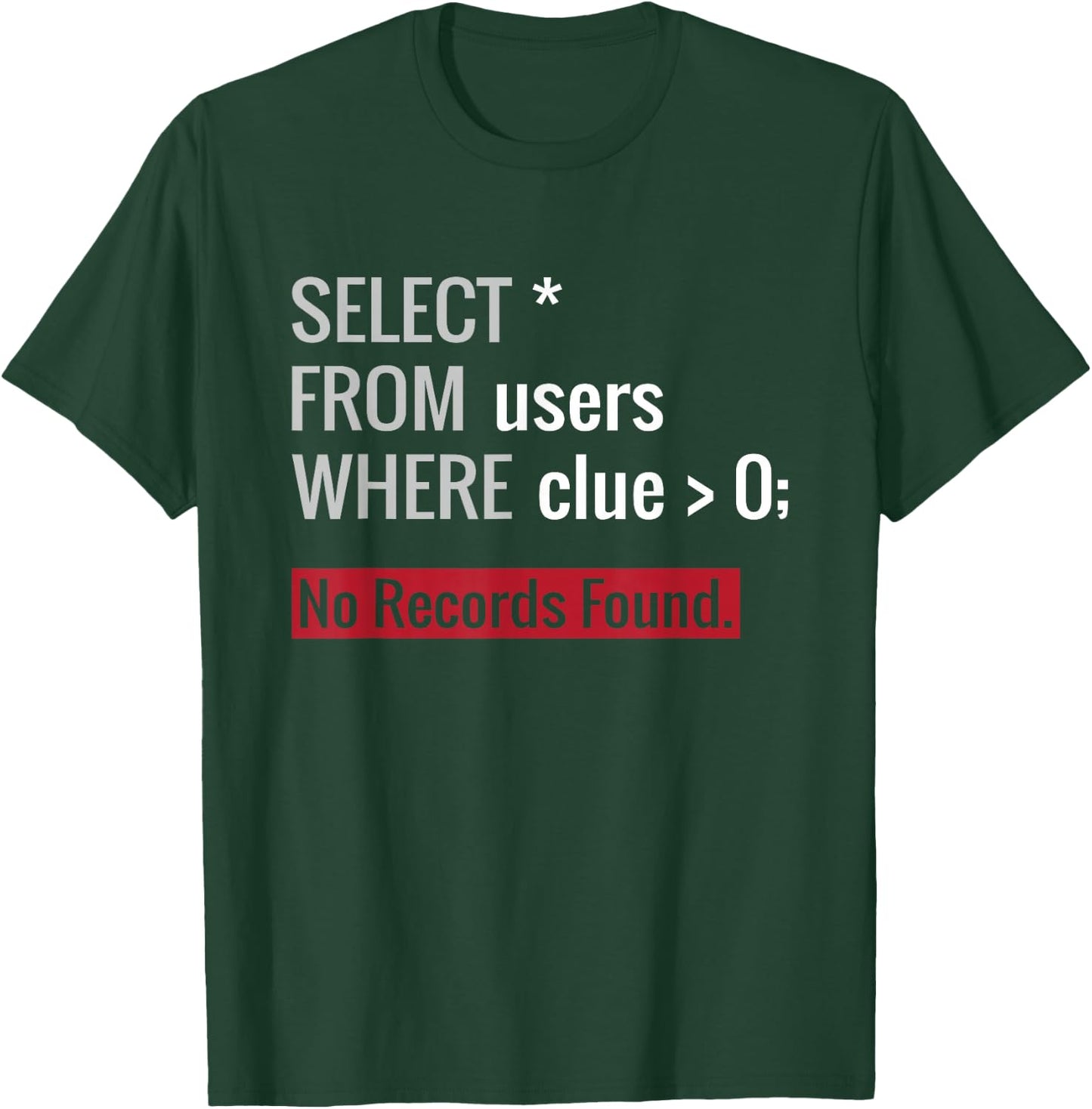 SQL Query Funny SQL Database Admin Programmer T-Shirt - T-Shirt | Forest