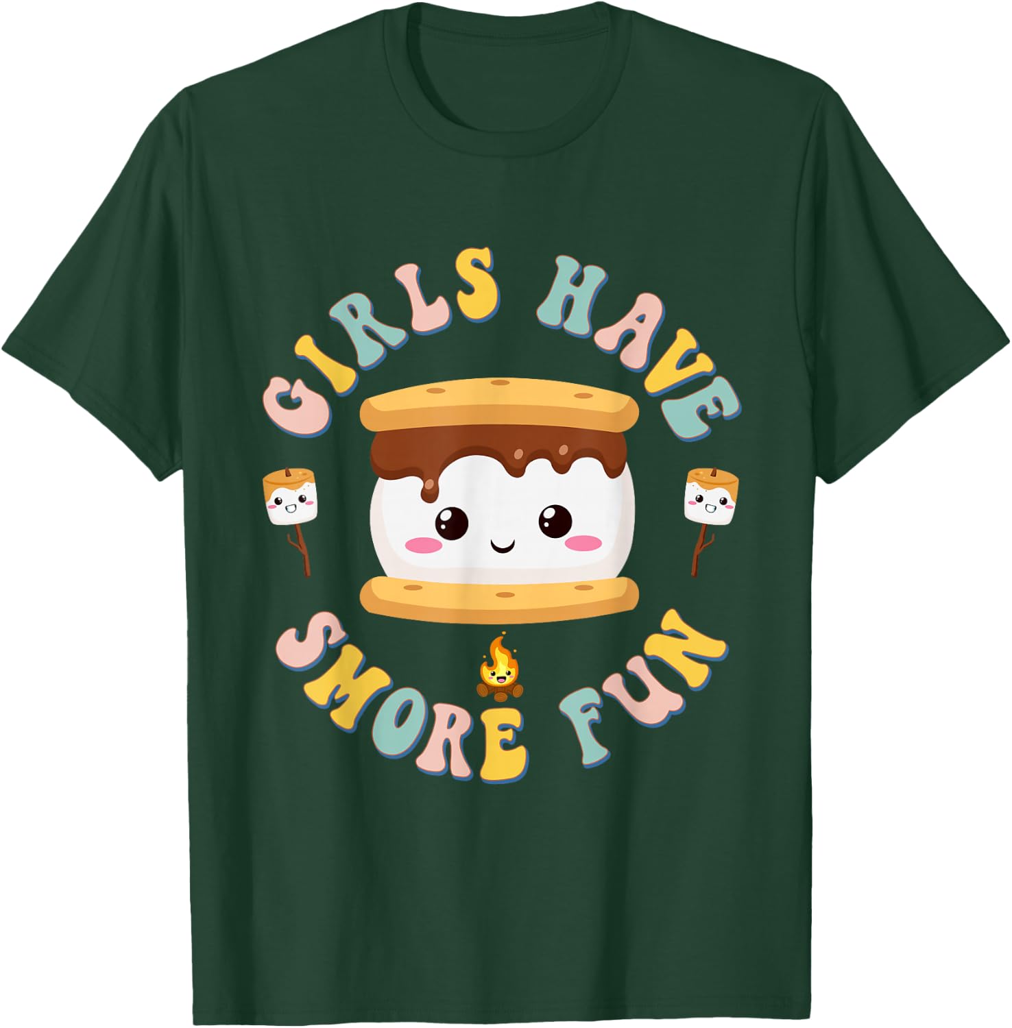 Women Camping Kawaii Smores Girls Have S'More Kids Camping T-Shirt - T-Shirt | Forest