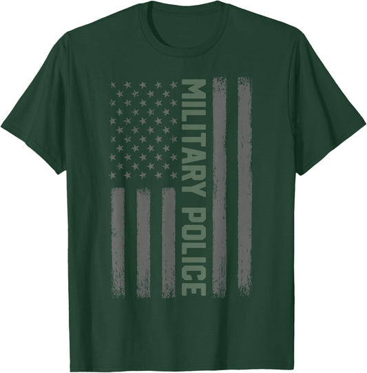 Military Police Shirt American Flag | Proud USA Veteran Gift T-Shirt - T-Shirt | Forest