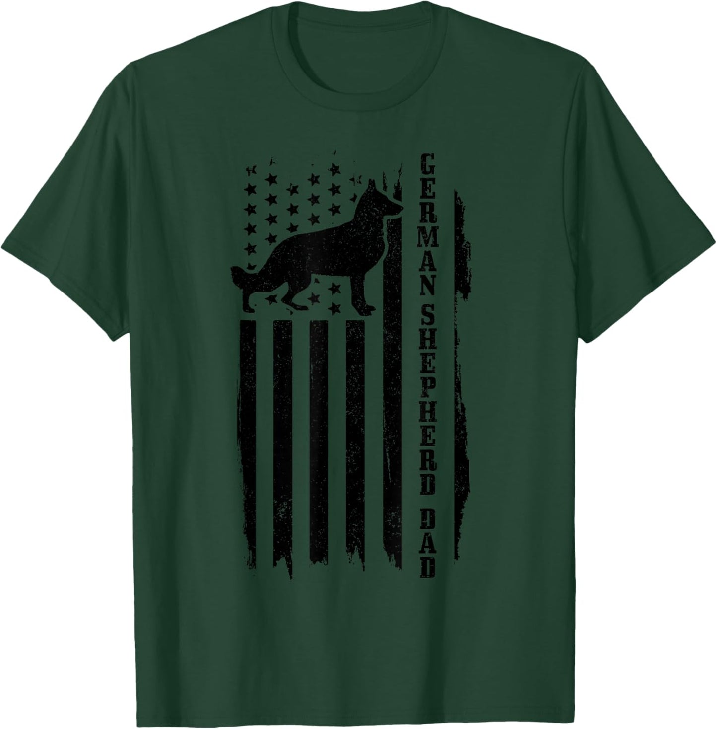 German Shepherd Dad Vintage Flag Patriotic Dog T-Shirt - T-Shirt | Forest