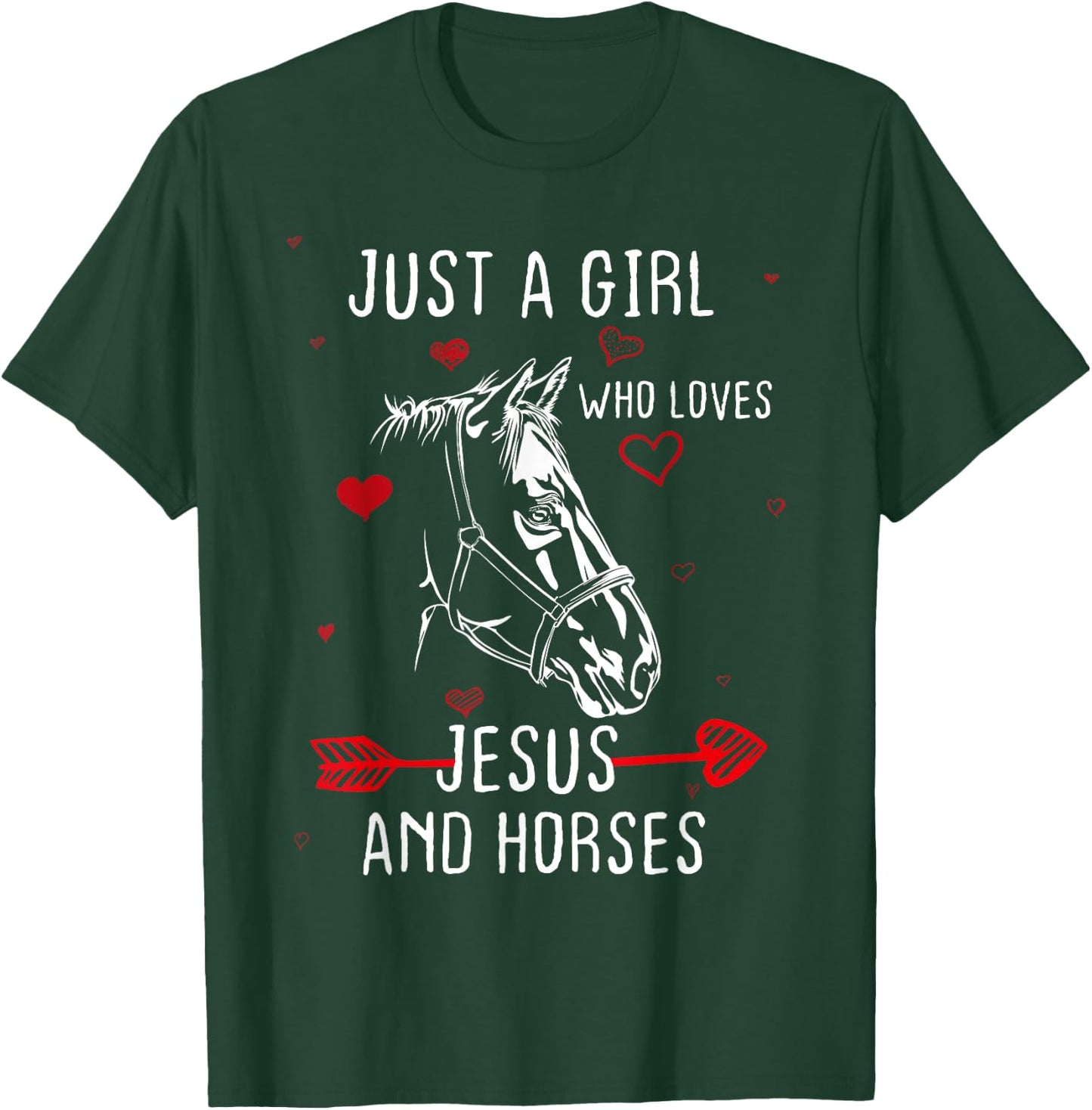 Horses And Jesus Lovers , Gift girls & women T-Shirt - T-Shirt | Forest
