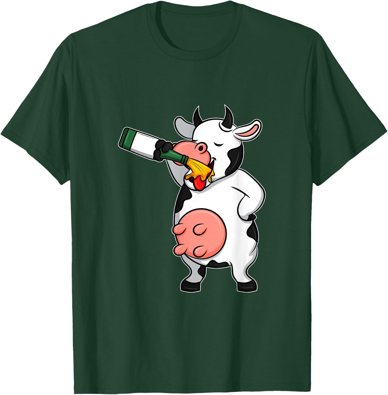 Funny Beer Day Cow I Alcohol Drink Party Wine T-Shirt - T-Shirt | Forest