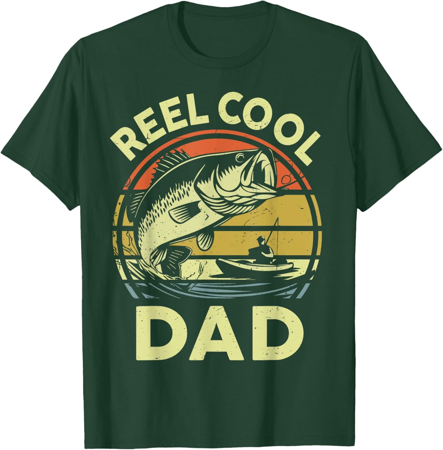 Fisherman Reel Cool Dad Funny Kayak Fishing Bass Step Dad T-Shirt - T-Shirt | Forest