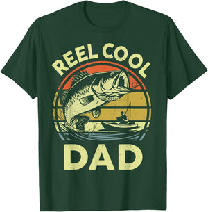Fisherman Reel Cool Dad Funny Kayak Fishing Bass Step Dad T-Shirt - T-Shirt | Forest