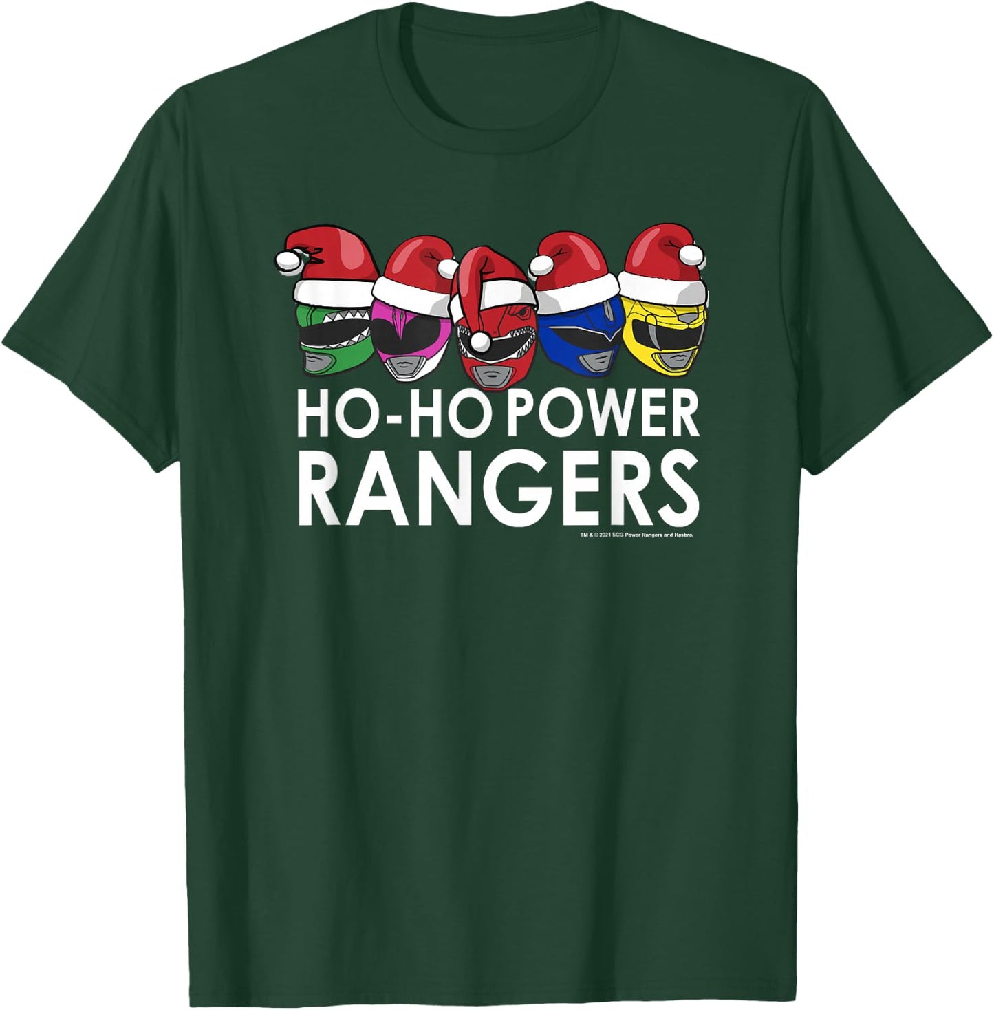 Power Rangers Christmas Group Shot Line Up Ho-Ho Rangers T-Shirt - T-Shirt | Forest