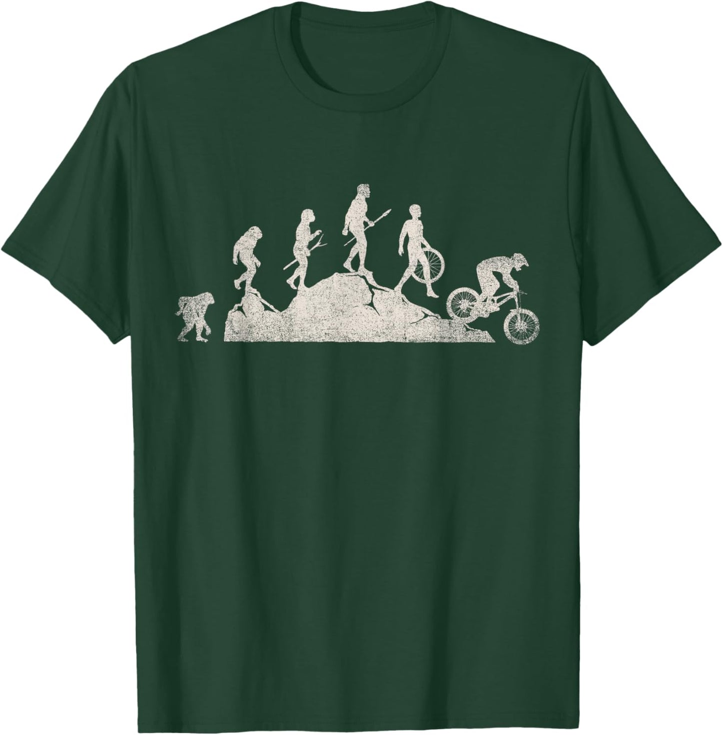 Mountain Biking Evolution Vintage MTB Bicycle Bike Rider T-Shirt - T-Shirt | Forest