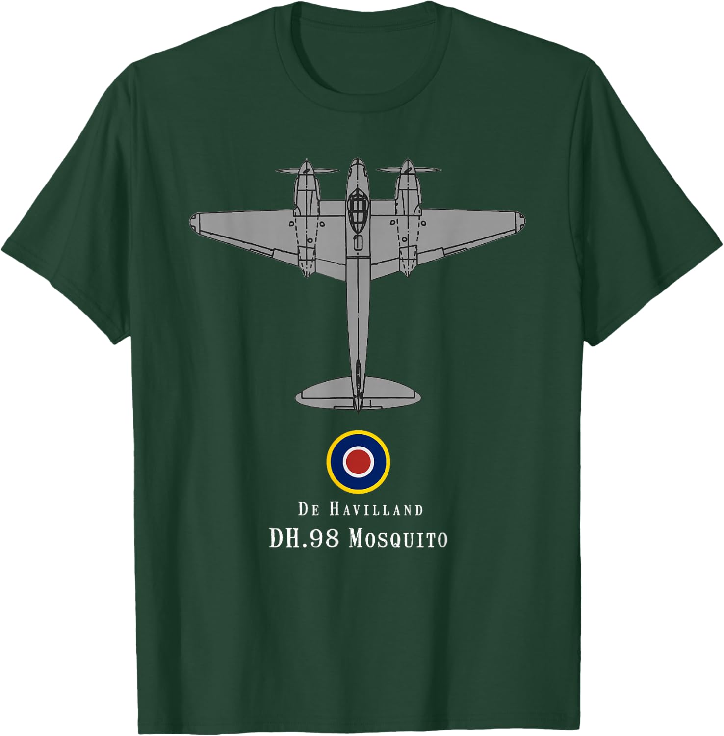 DH.98 Mosquito Tech Drawing WWII RAF Bomber Airplane T-Shirt - T-Shirt | Forest