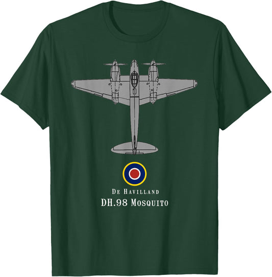 DH.98 Mosquito Tech Drawing WWII RAF Bomber Airplane T-Shirt - T-Shirt | Forest