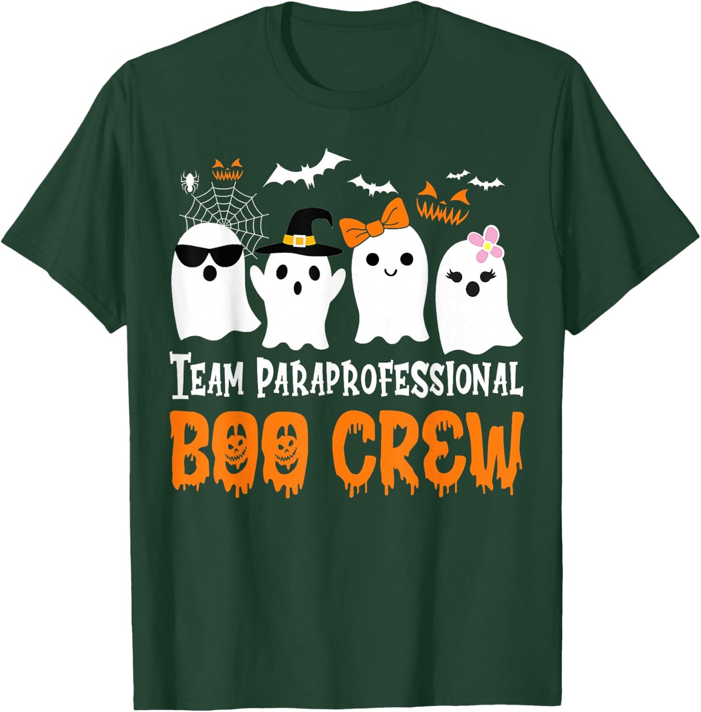Team Paraprofessional Boo Crew Pumpkin Scary Halloween T-Shirt - T-Shirt | Forest