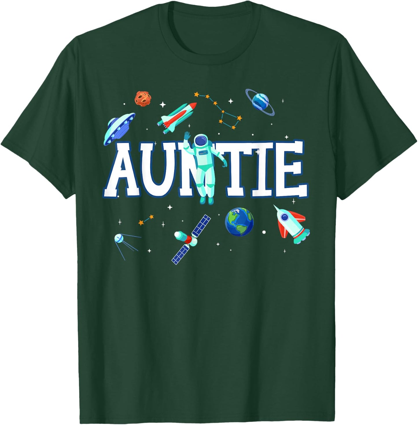 Auntie Astronaut Space Family Matching Birthday Party T-Shirt - T-Shirt | Forest