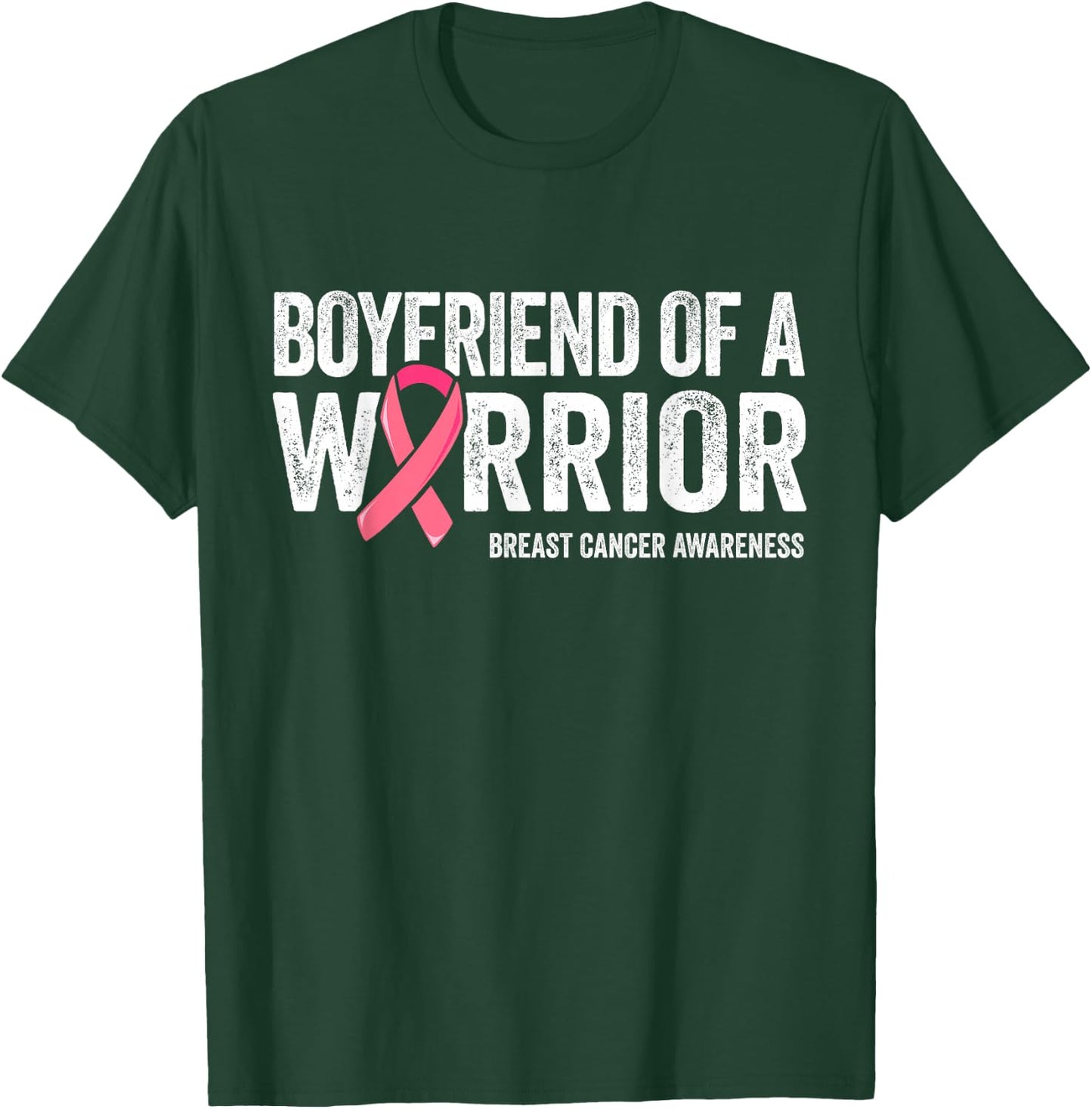 Boyfriend Of A Warrior Shirt, Breast Cancer Awareness Men T-Shirt - T-Shirt | Forest