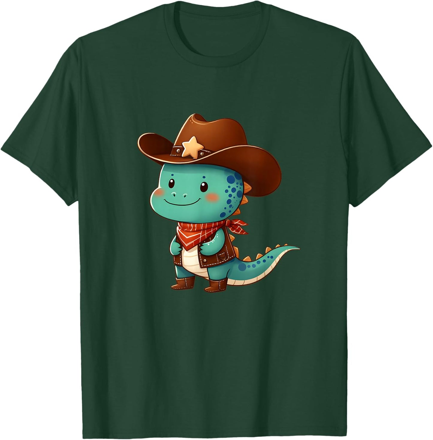 Cute Western Rodeo Dino Sheriff Costume Cowboy Dino Dinosaur T-Shirt - T-Shirt | Forest