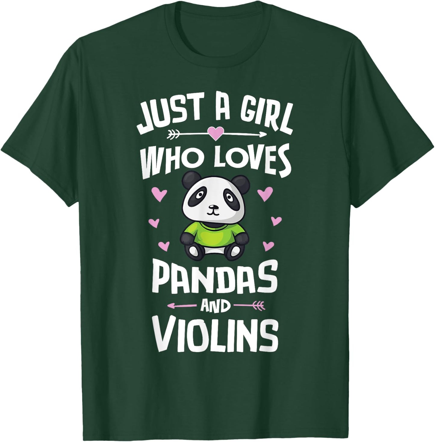 Just A Girl Who Loves Pandas And Violins Gift Women T-Shirt - T-Shirt | Forest