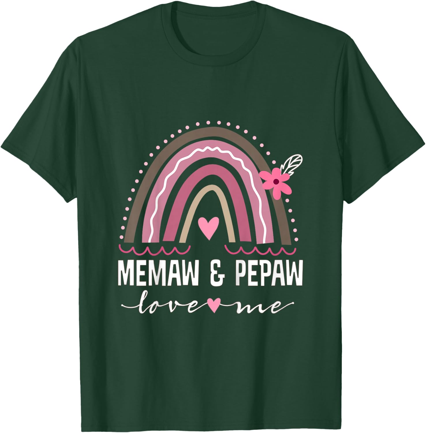 Kids Memaw and Pepaw Love Me Girls Granddaughter Boho Rainbow T-Shirt - T-Shirt | Forest