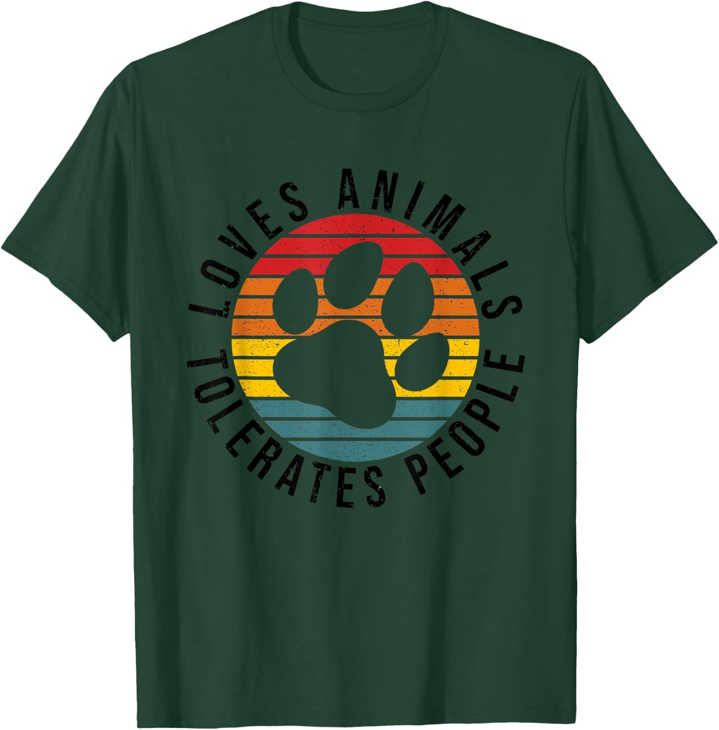Vintage Retro Loves Animals Tolerates People - Funny T-Shirt - T-Shirt | Forest