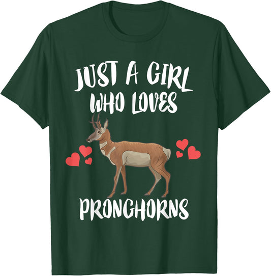 Just A Girls Who Loves Pronghorns Animals T-Shirt - T-Shirt | Forest