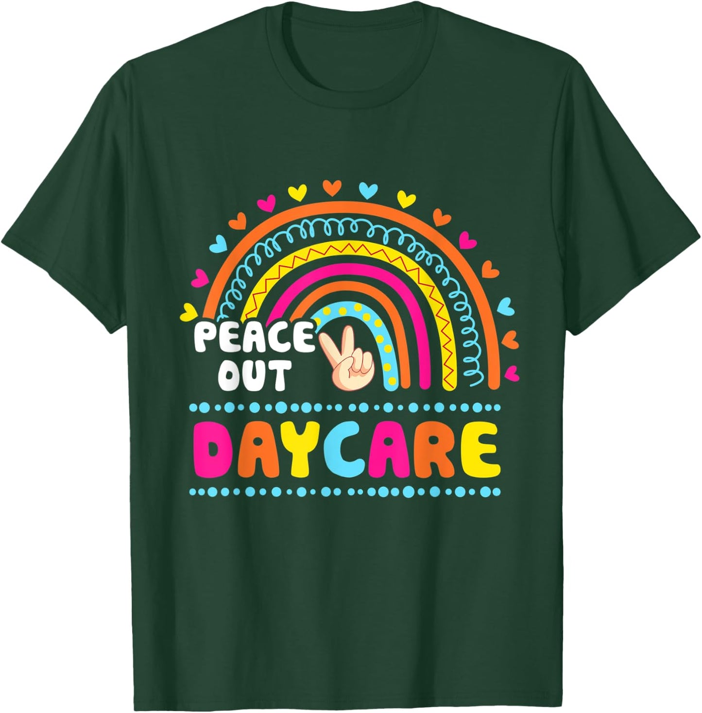 Peace Out Preschool Teacher Last Day Of School Cute Rainbow Women Kids T-Shirt - T-Shirt | Forest