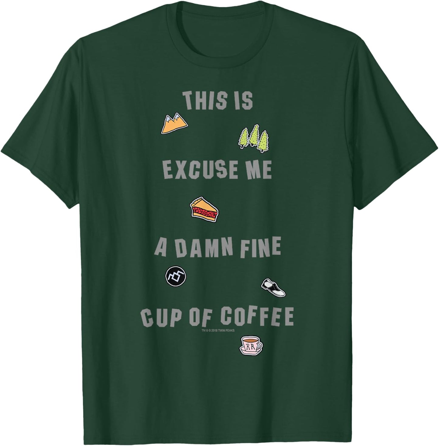 Twin Peaks A Fine Cup Of Coffee Sticker Text Graphic T-Shirt - T-Shirt | Forest