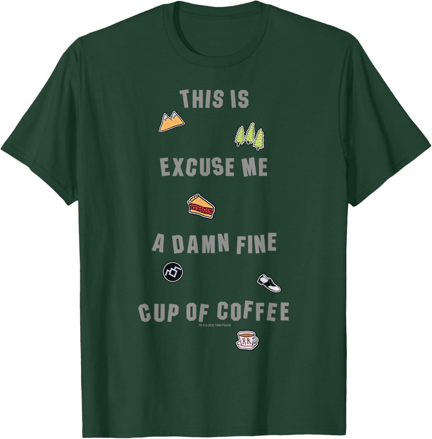 Twin Peaks A Fine Cup Of Coffee Sticker Text Graphic T-Shirt - T-Shirt | Forest