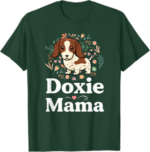Piebald Dachshund Mom Shirt Doxie Mama Floral Dog Lover T-Shirt - T-Shirt | Forest