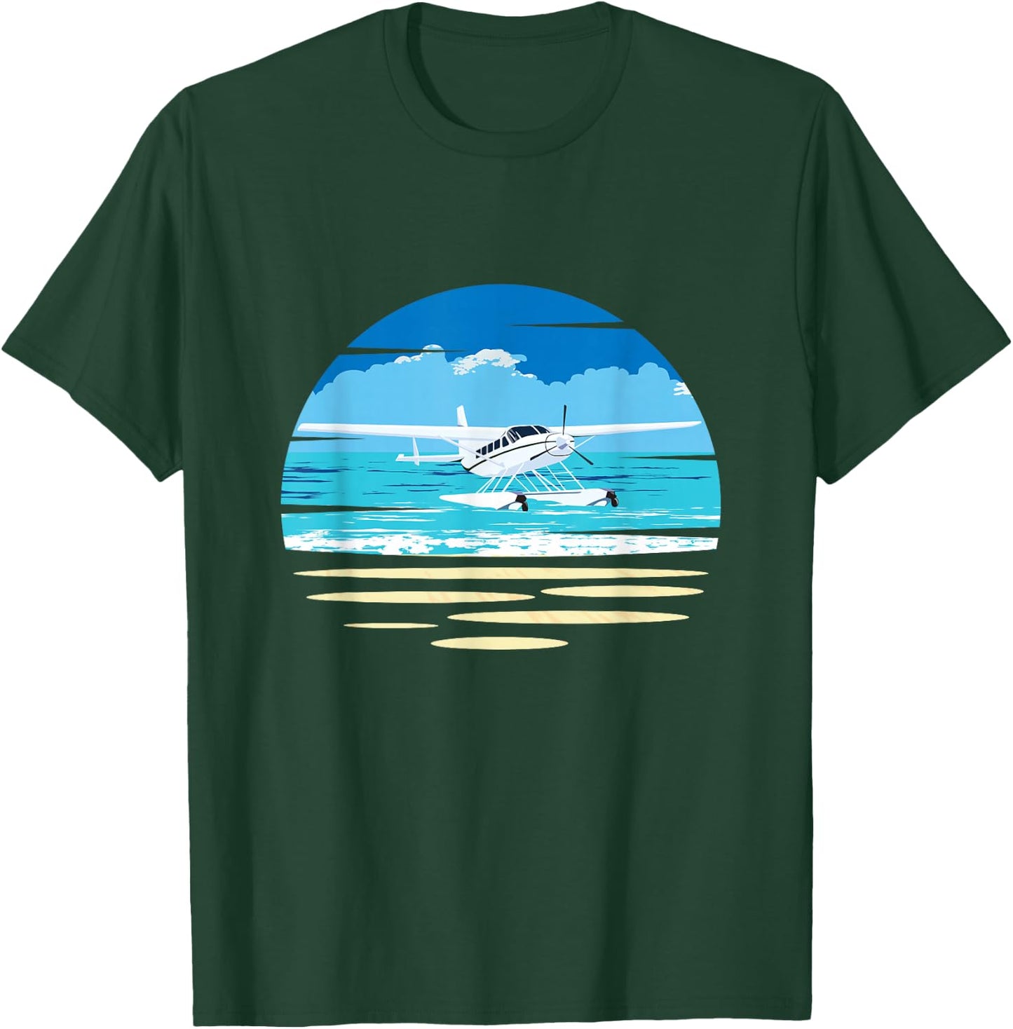 Seaplane Aeroplane Near Beach Sea Plane Gift Hydroplane Pilot T-Shirt - T-Shirt | Forest
